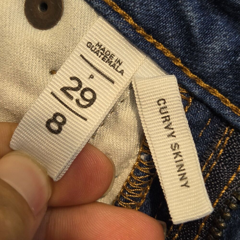 LOFT Skinny Slim High Rise Blue Medium Wash Distressed 5-Pocket Denim Women 29P - Picture 6 of 9